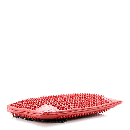 Christian Louboutin Calfskin Studded Loubiposh Clutch Red 4 of 15