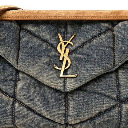 Saint Laurent Denim Quilted Small Loulou Puffer Monogram Chain Satchel Blue Cinnamon 4 of 8