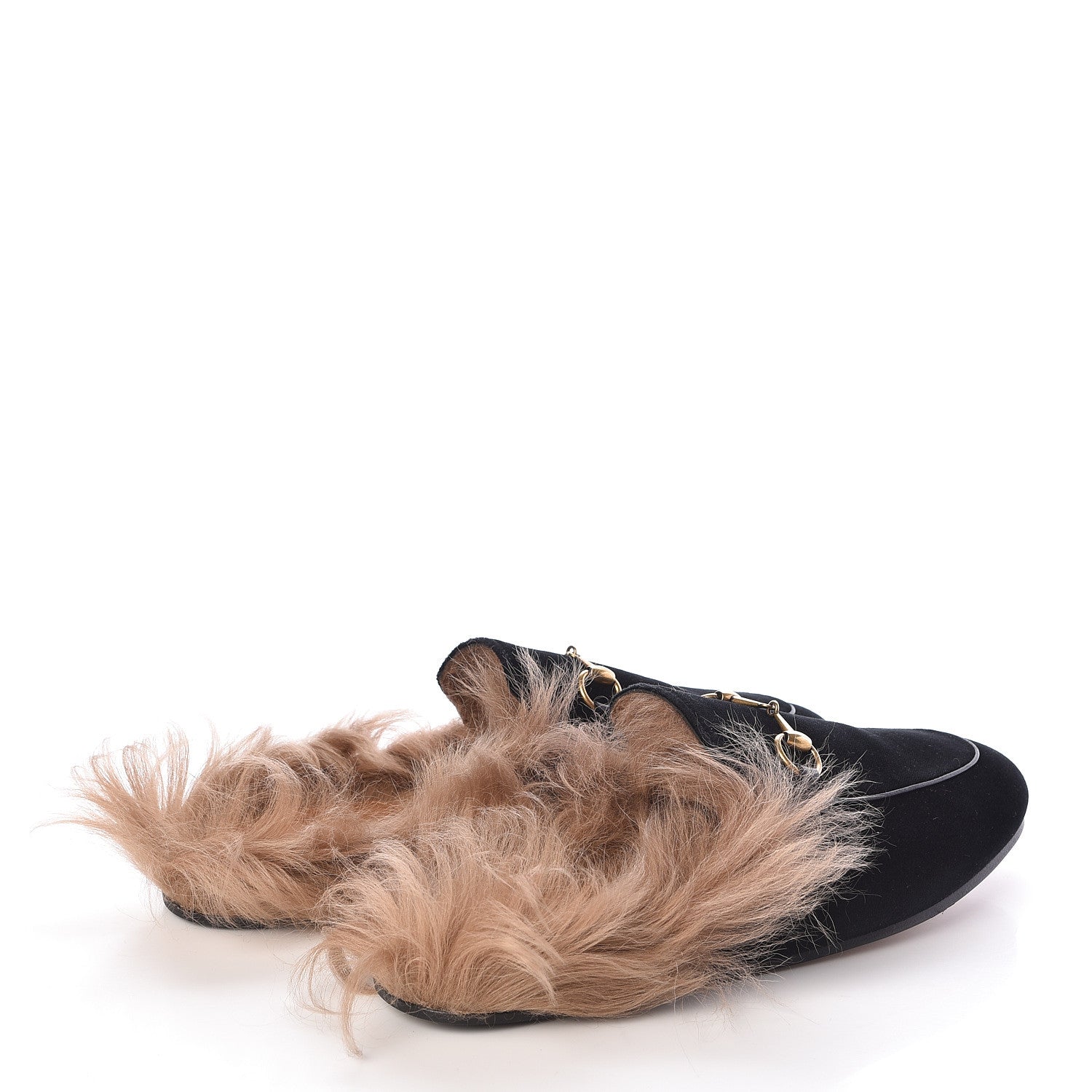 Gucci Velvet Fur Womens Princetown Slippers 39 Black 4 of 8
