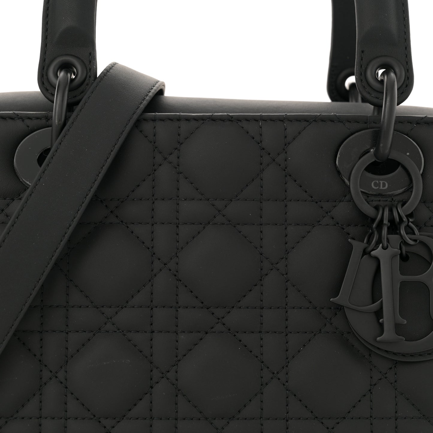 Ultra Matte Calfskin Cannage Medium Lady Dior Black