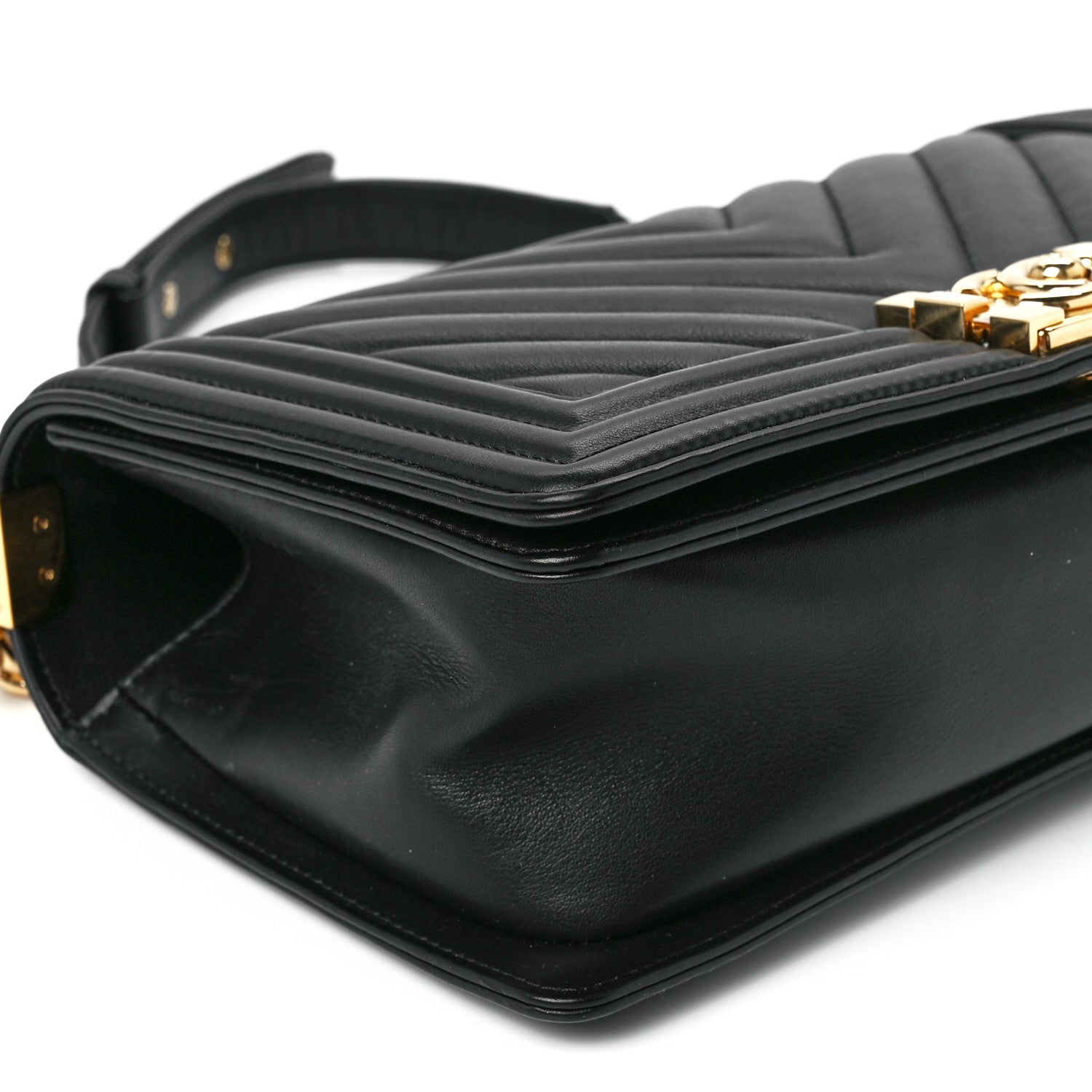 Chanel Calfskin Chevron Quilted Medium Boy Flap Black 10 of 11