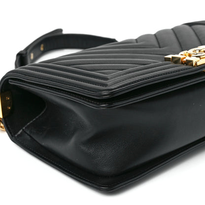 Chanel Calfskin Chevron Quilted Medium Boy Flap Black 10 of 11