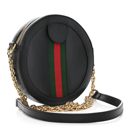 Gucci Grained Calfskin Web Mini Ophidia Round Shoulder Bag Black 3 of 10
