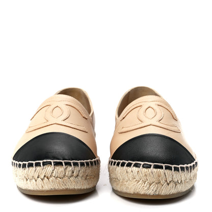 Chanel Lambskin CC Espadrilles 36 Beige Black 2 of 10