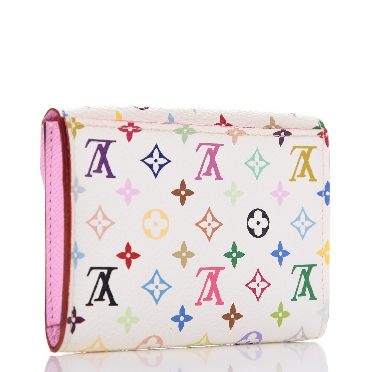 Monogram Multicolor Business Card Holder White Litchi