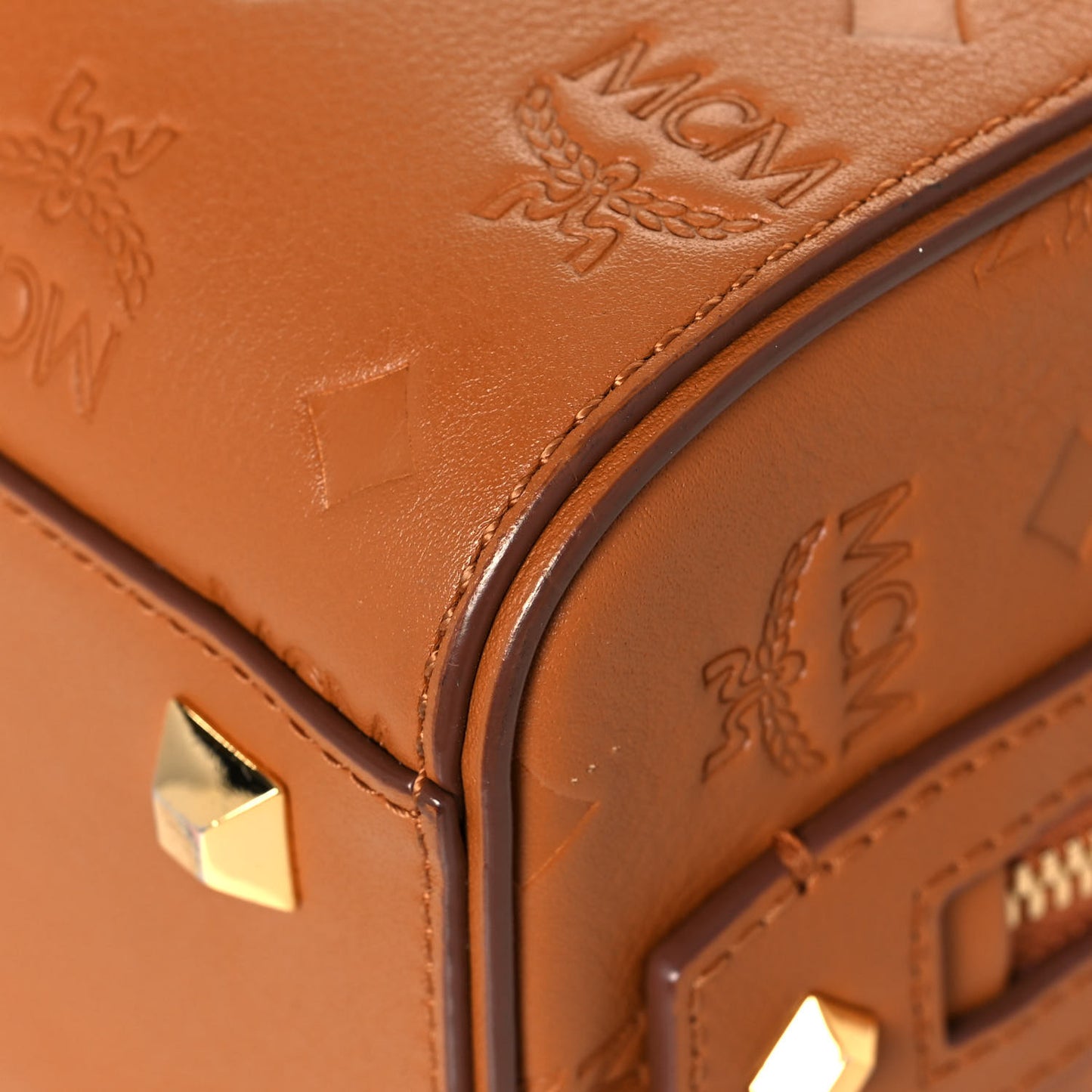 Calfskin Ottomar Monogram Essential Boston Bag Cognac