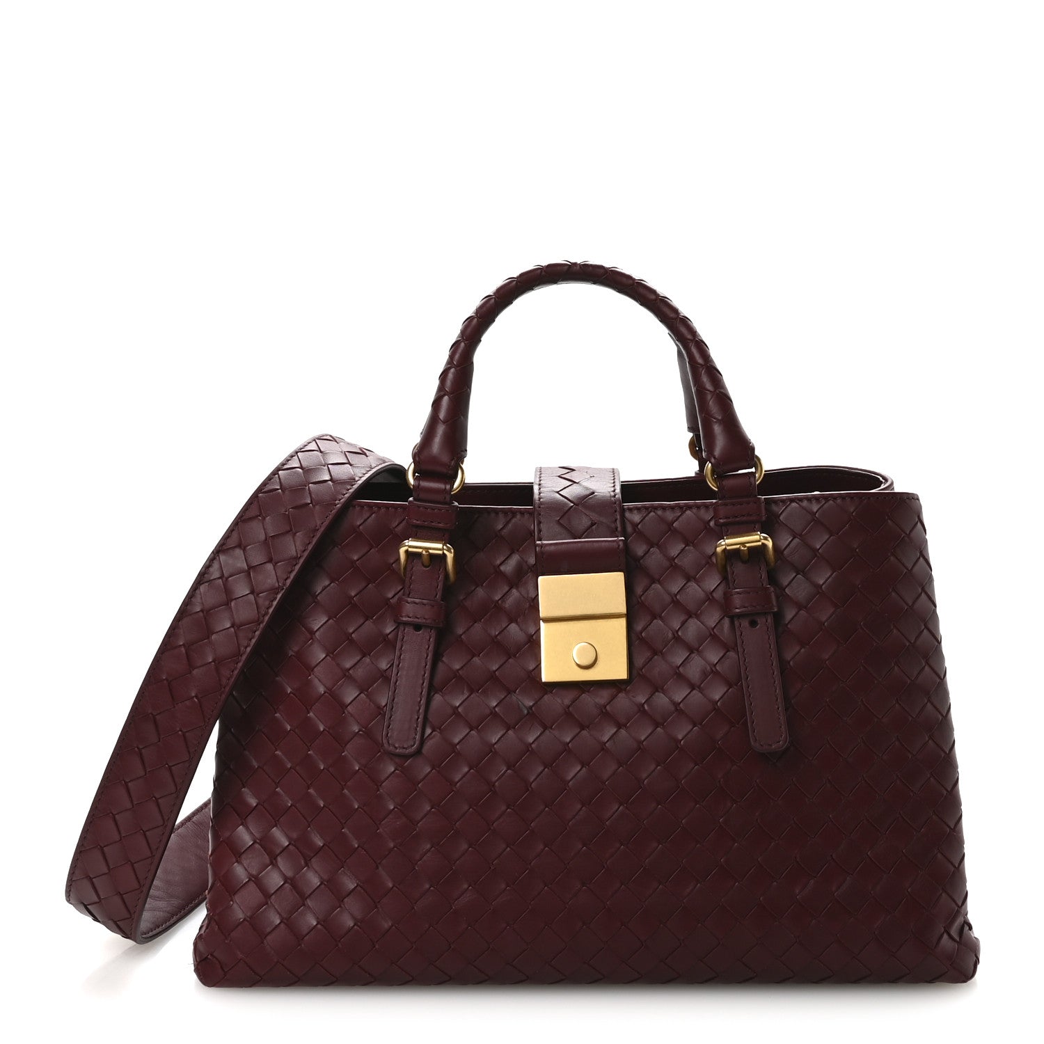 Bottega Veneta Light Calf Intrecciato Small Roma Dark Red 1 of 10