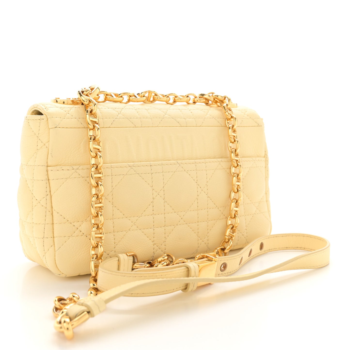 Calfskin Cannage Small Caro Bag Pale Yellow