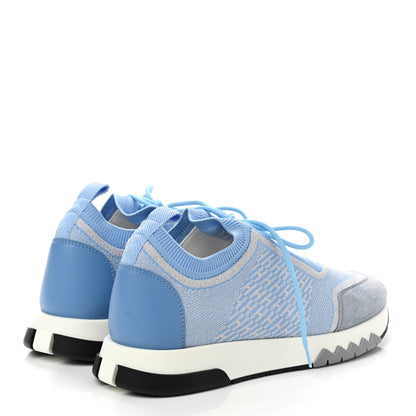 Hermes Goatskin Bi-Color Womens Addict Sneakers 38 Argent Bleu Faience 4 of 9