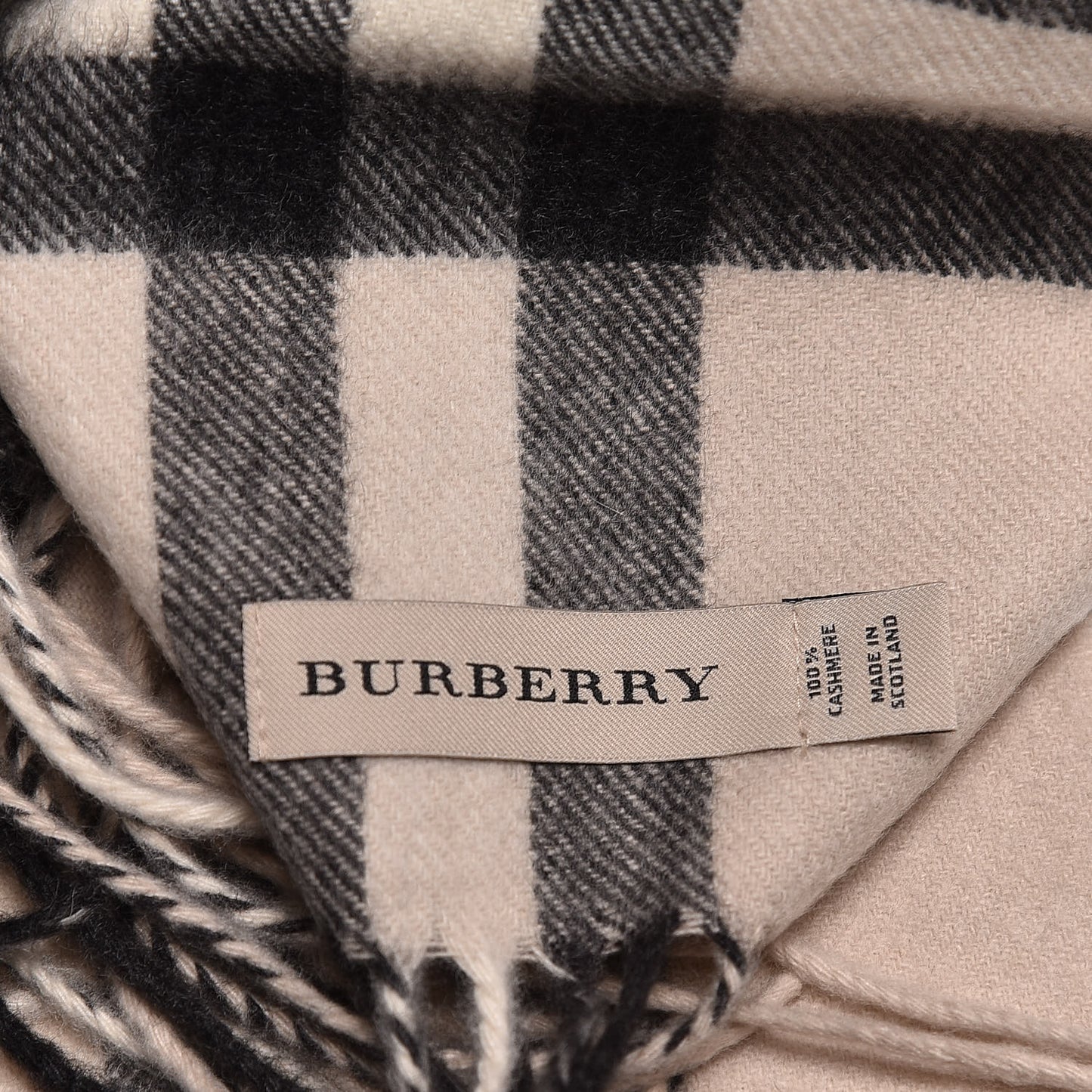 Cashmere Giant Check Skinny Scarf Stone