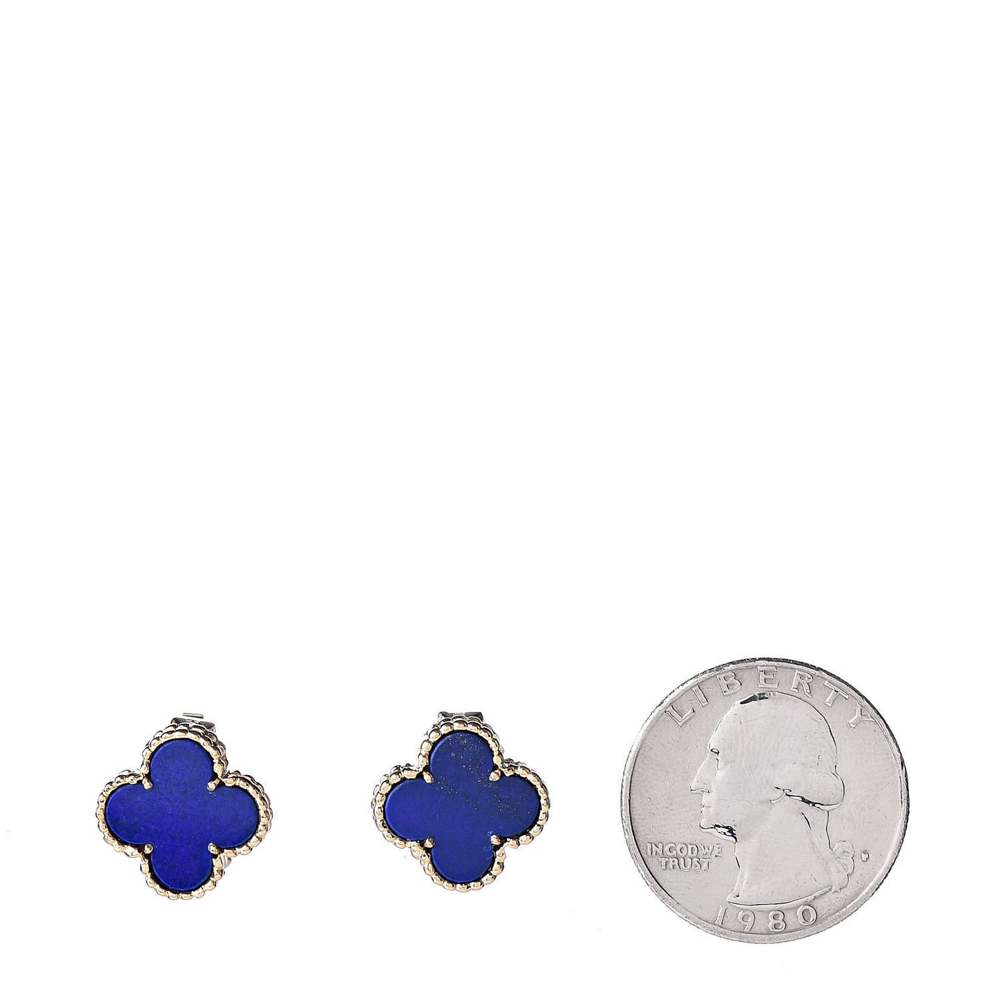 18K Yellow Gold Lapis Lazuli Vintage Alhambra Earrings