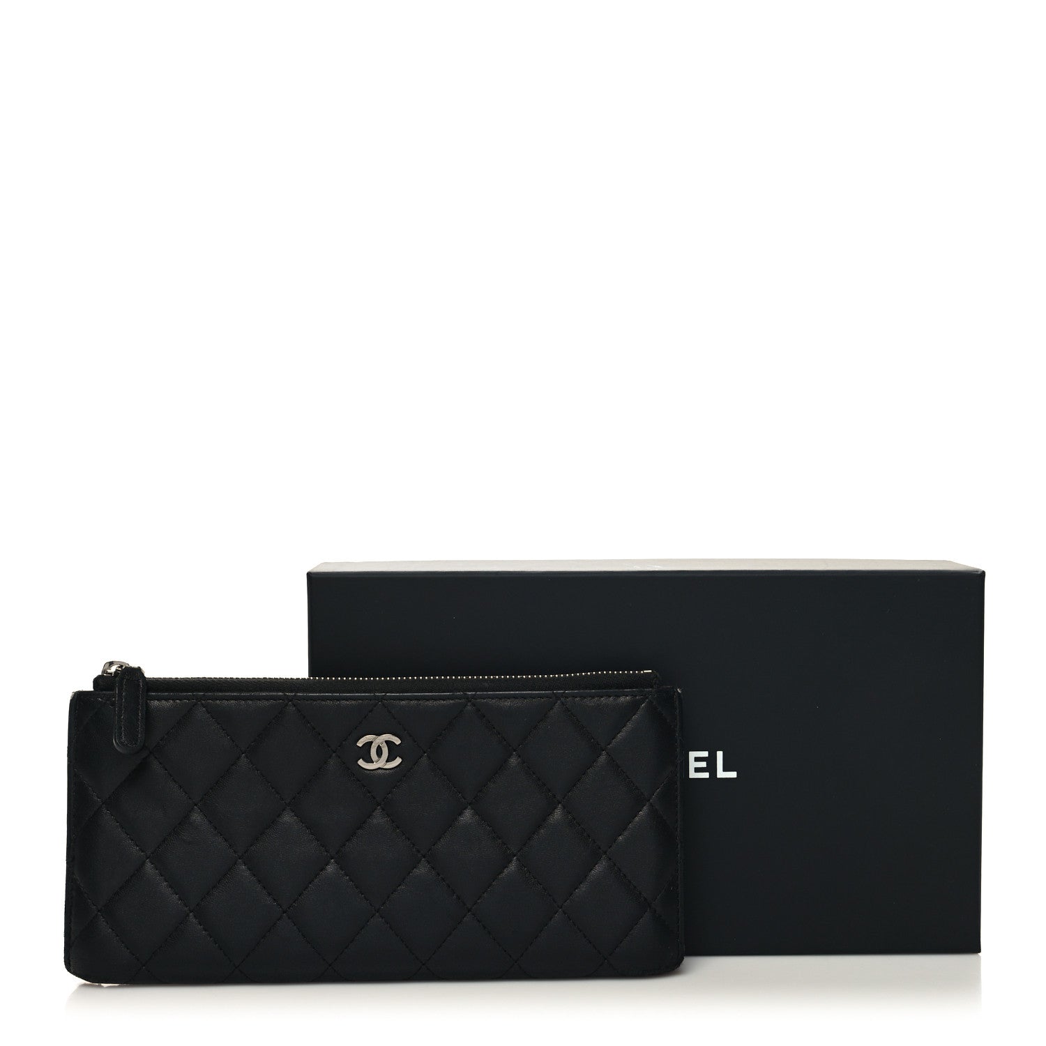 Chanel Lambskin Quilted Zip Pouch Black 12 of 12