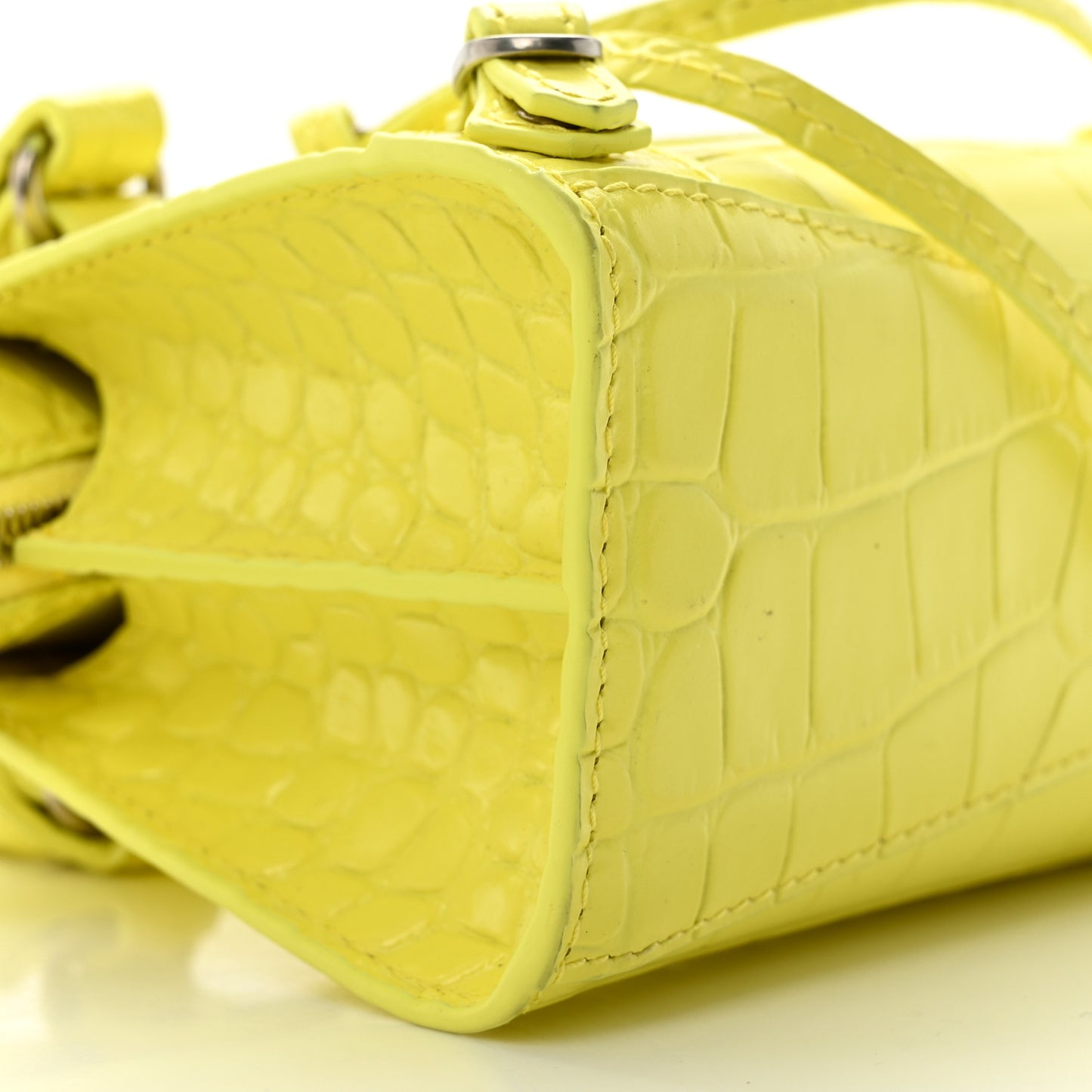 Calfskin Crocodile Embossed Neo Classic Hardware Nano City Crossbody Light Yellow