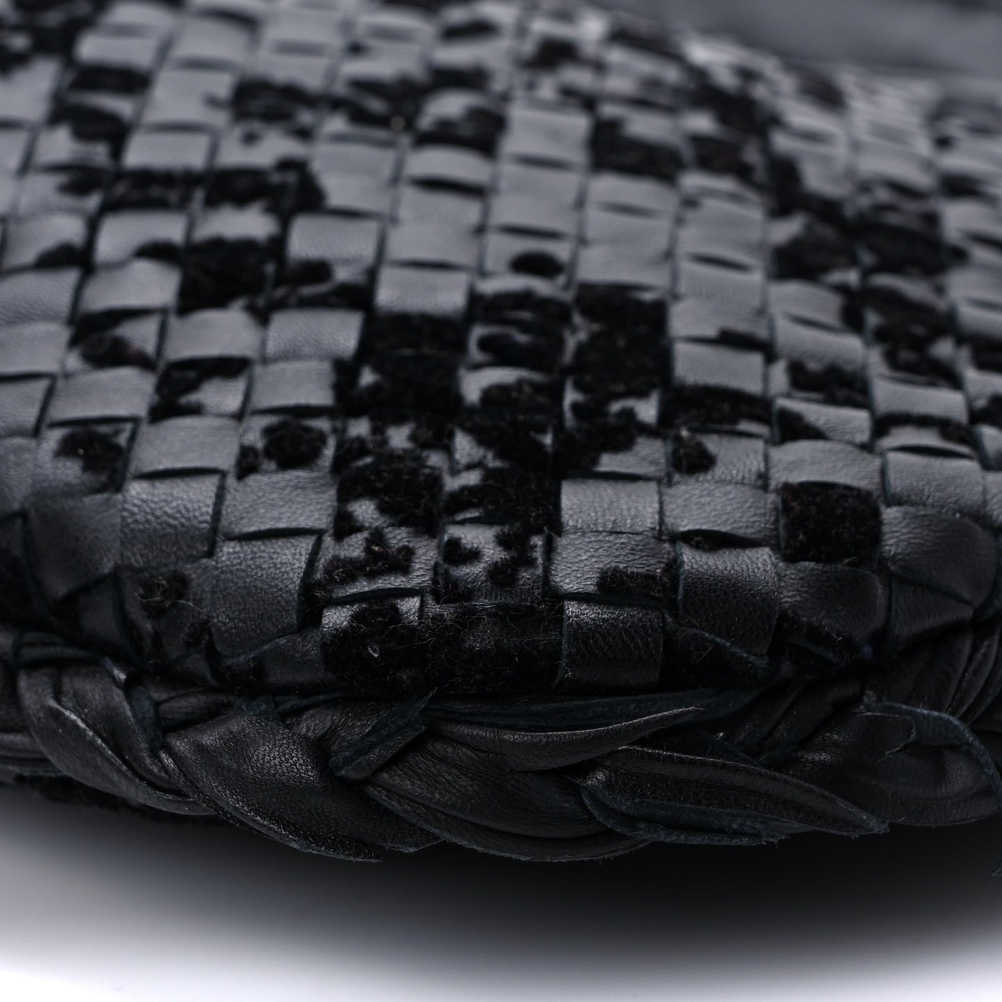 Nappa Intrecciato Velvet Embellished Medium Veneta Hobo Black