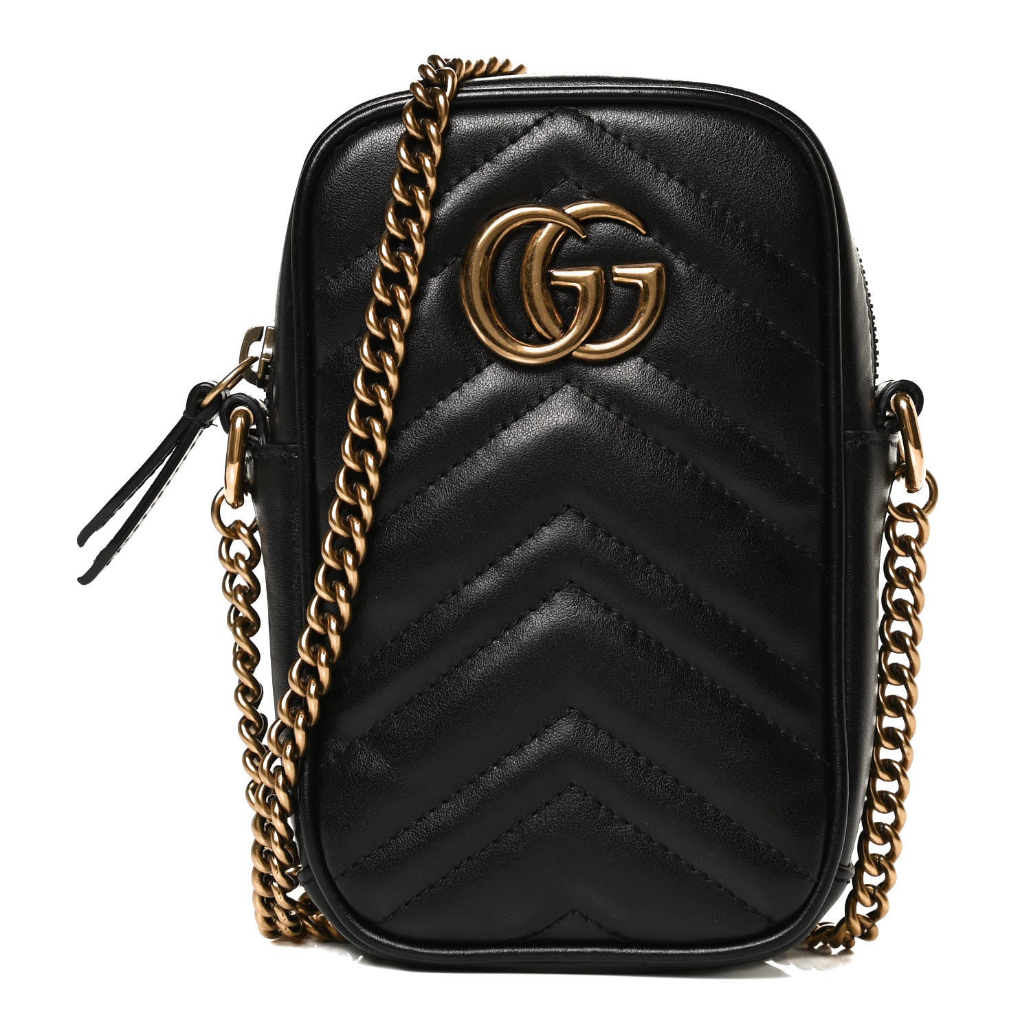 Gucci Calfskin Matelasse Mini GG Marmont Crossbody Bag Black 1 of 12