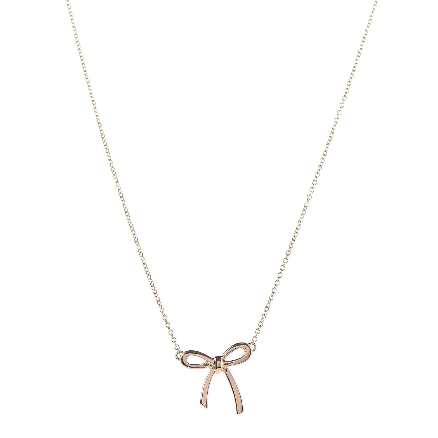 Tiffany 18K Rose Gold Mini Bow Pendant Necklace 1 of 5