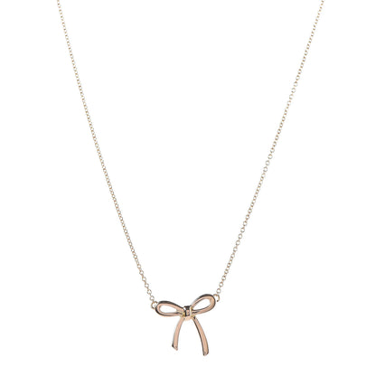 Tiffany 18K Rose Gold Mini Bow Pendant Necklace 1 of 5