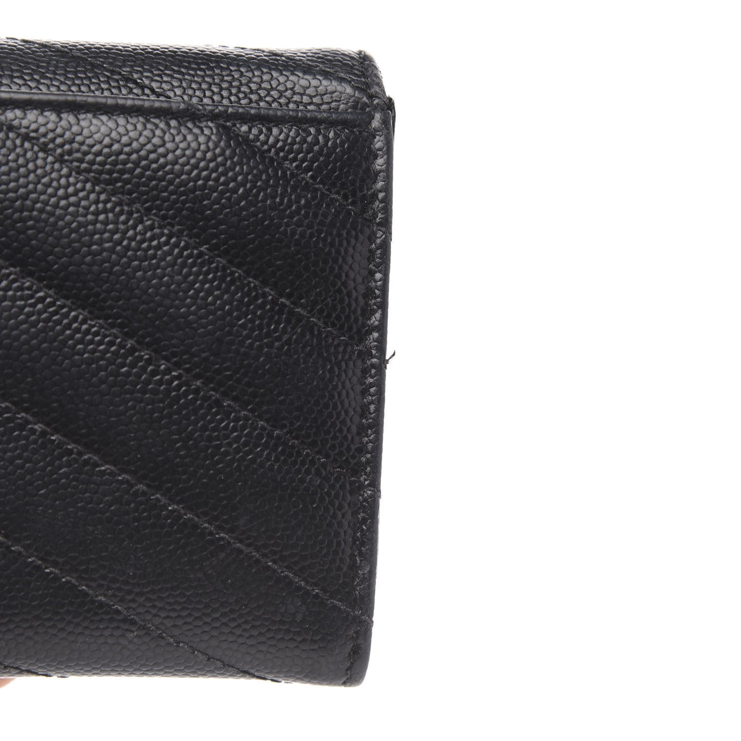 Grain De Poudre Matelasse Chevron Small Monogram Envelope Wallet Black