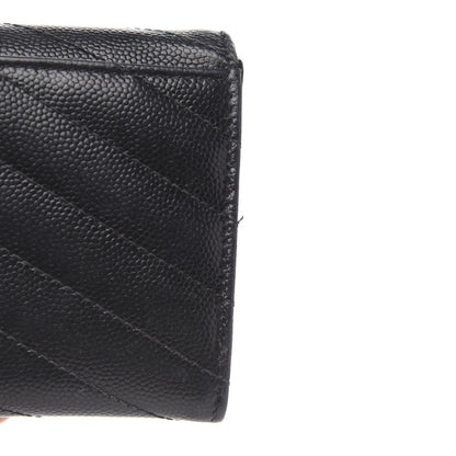 Saint Laurent Grain De Poudre Matelasse Chevron Small Monogram Envelope Wallet Black 8 of 9