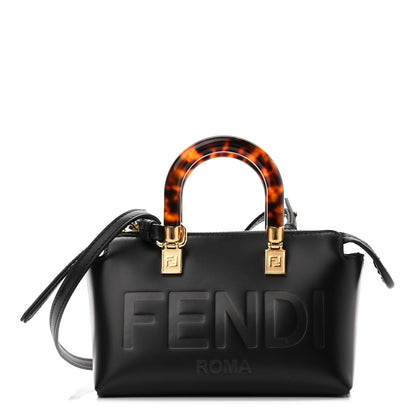 Fendi Vitello King Plexiglass Logo Embossed Mini By The Way Top Handle Boston Bag Black 1 of 11