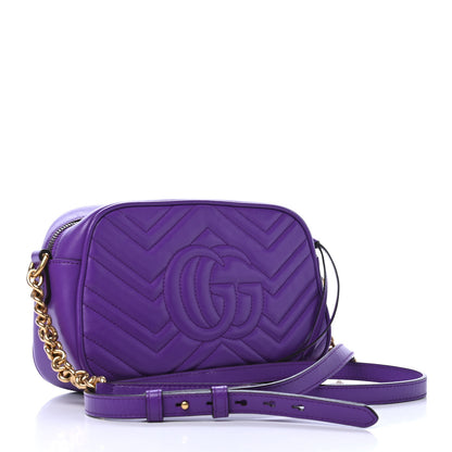 Gucci Calfskin Matelasse Small GG Marmont Chain Shoulder Bag Shine Purple 2 of 6
