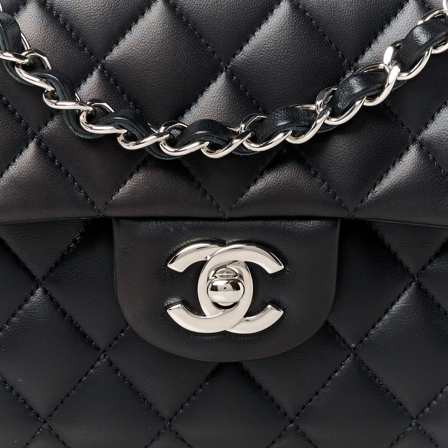 Lambskin Quilted Small Double Flap Black
