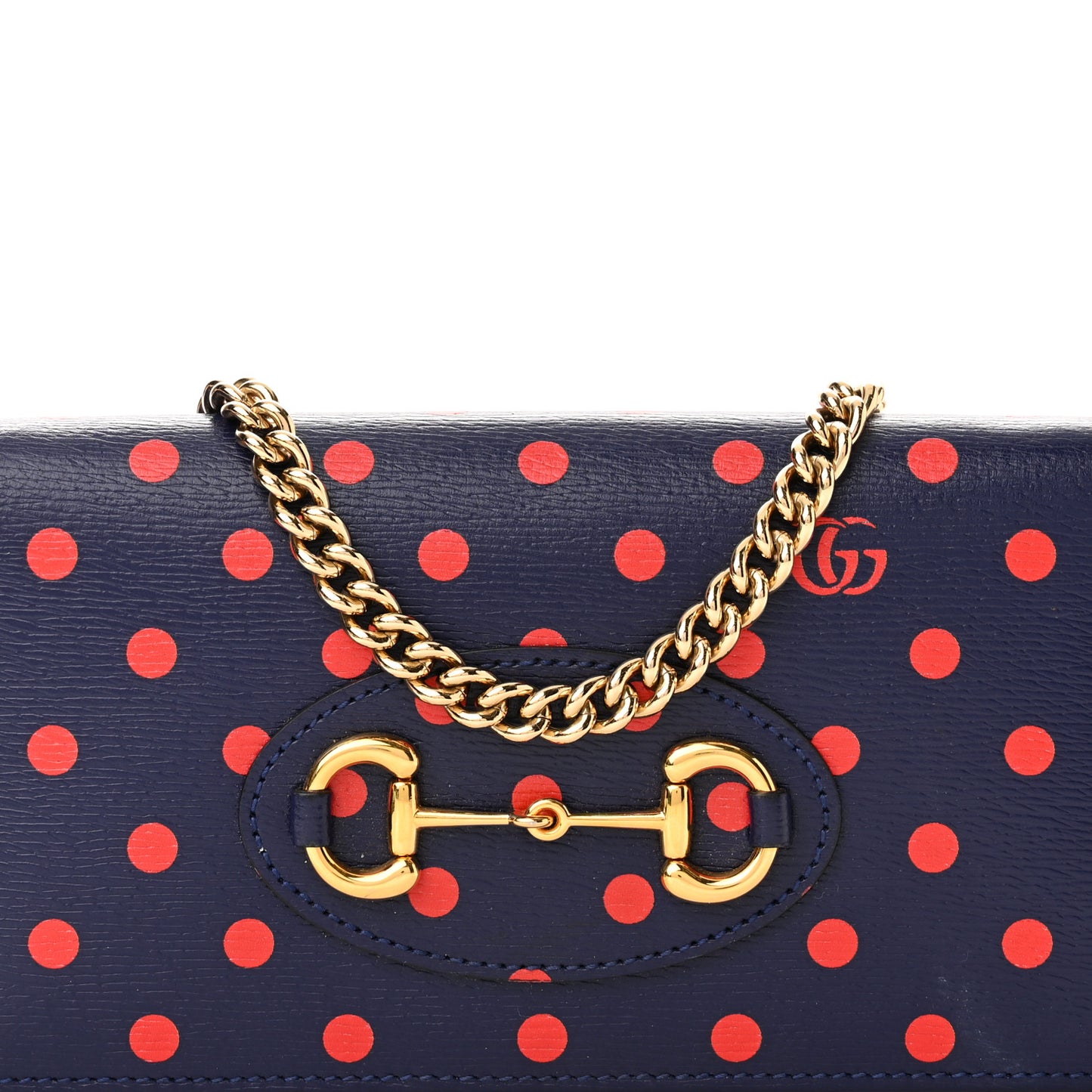Shangai Calfskin Polka Dot Horsebit 1955 Wallet On Chain Blue Orange Sailor Blue