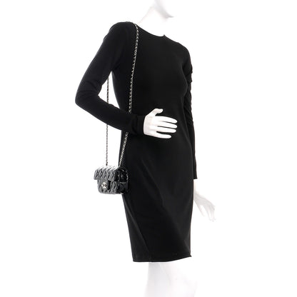 Chanel Patent Calfskin Quilted Extra Mini Rectangular Flap Black 2 of 7