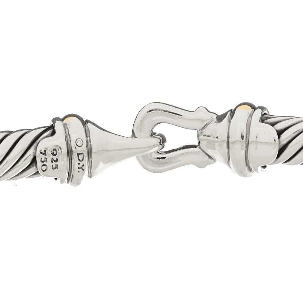 Sterling Silver 18K Yellow Gold 5mm Cable Classic Buckle Bracelet
