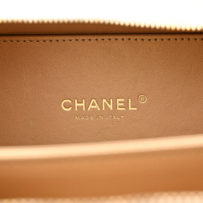 Chanel Lambskin Quilted Golden Plate Vanity Case White Gold 6 of 13