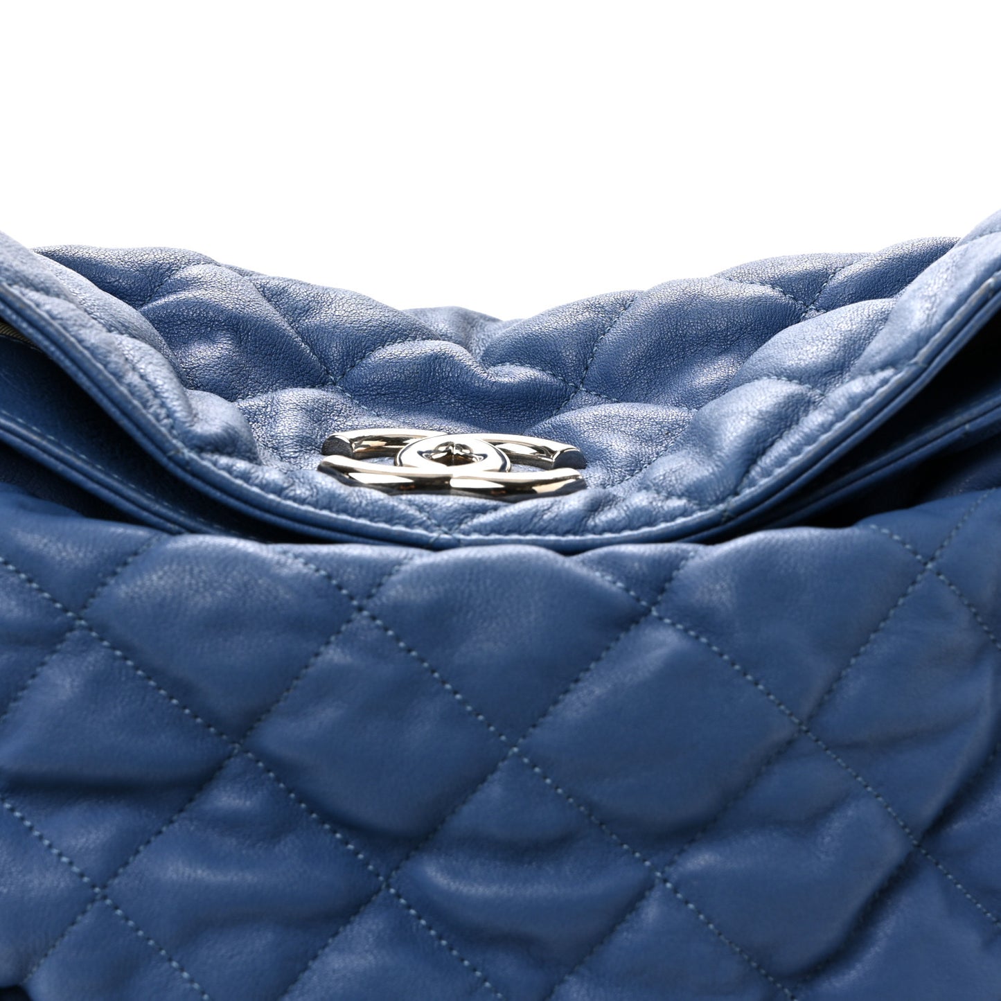 Washed Lambskin Chain Around Hobo Blue