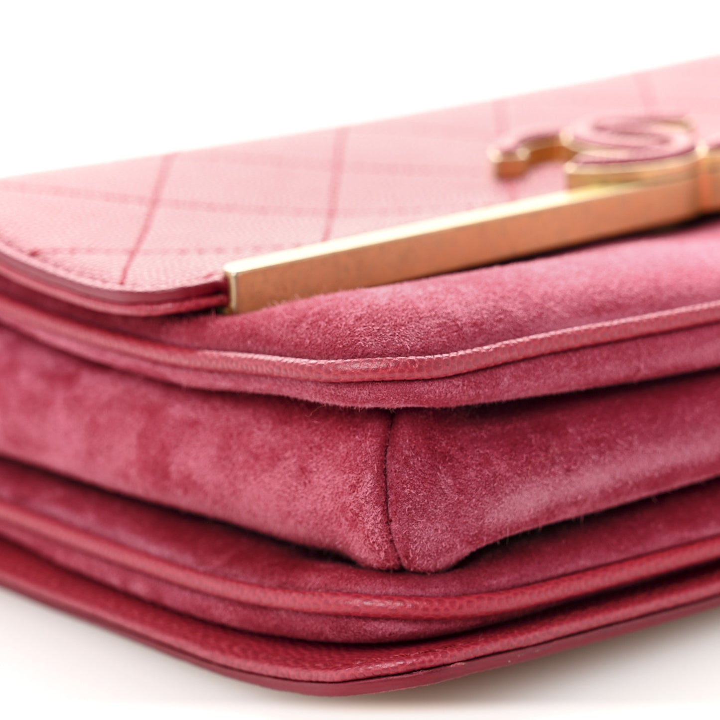 Caviar Suede Stitched Lady Coco Flap Pink