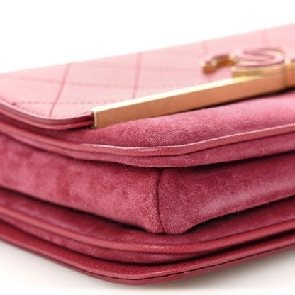 Chanel Caviar Suede Stitched Lady Coco Flap Pink 9 of 11