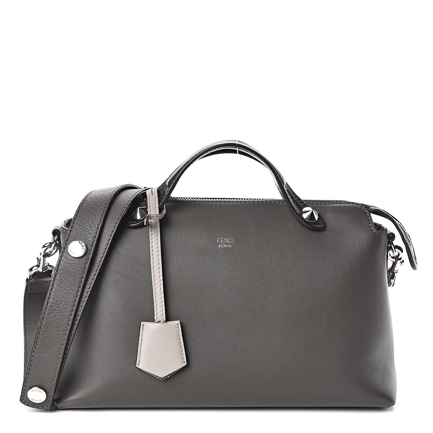 Fendi Vitello Dolce 4 Color Medium By The Way Boston Bag Carbone Grigio Polvere Multicolor 1 of 12