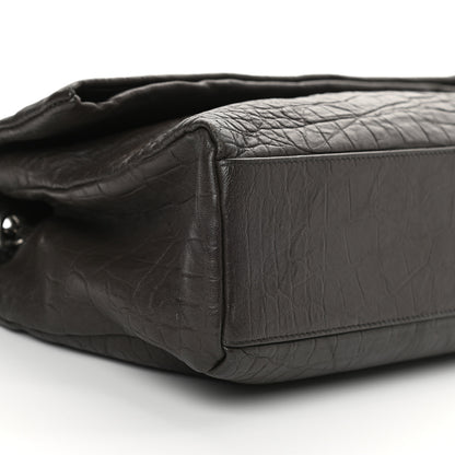 Saint Laurent Calfskin Crocodile Embossed Medium West Hollywood Monogram Fold-Over Grey 9 of 10