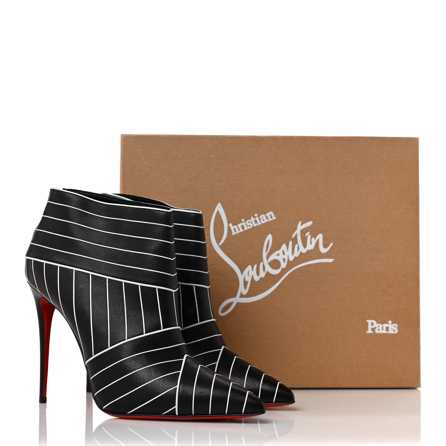 Calfskin Josselyn 100 Booties 41 Black White