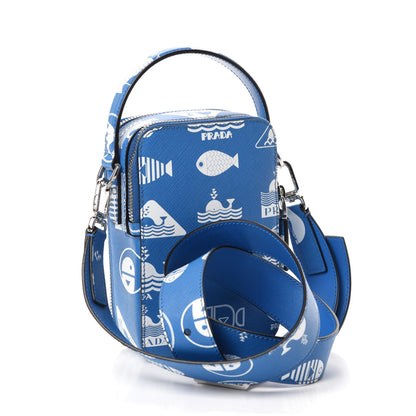 Prada Saffiano Whale Brique Crossbody Messenger Bag Marea 3 of 11