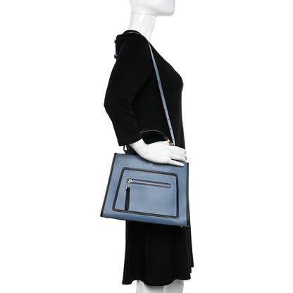 Fendi Vitello Century Opaco F is Fendi Bi-Color Small Runaway Satchel Ceruelo Black 2 of 10