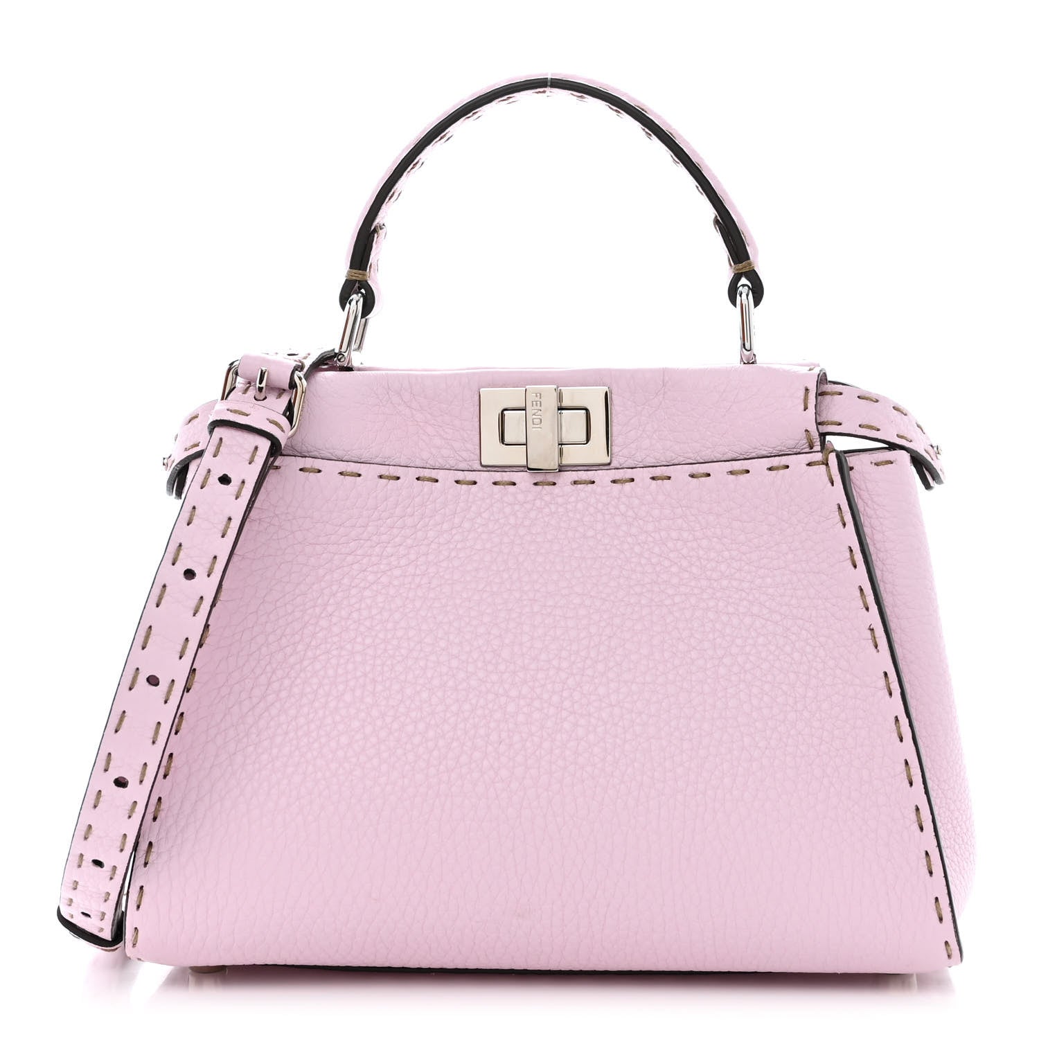 Fendi Cuoio Romano Selleria Mini Peekaboo Iconic Satchel Anemone 1 of 12