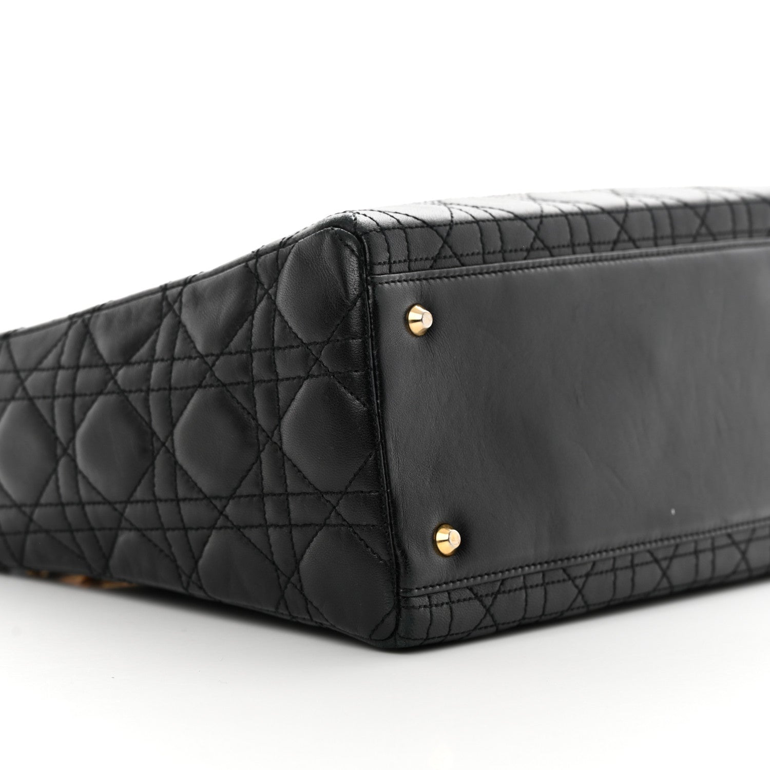 Christian Dior Lambskin Cannage Medium Lady Dior Black 9 of 19