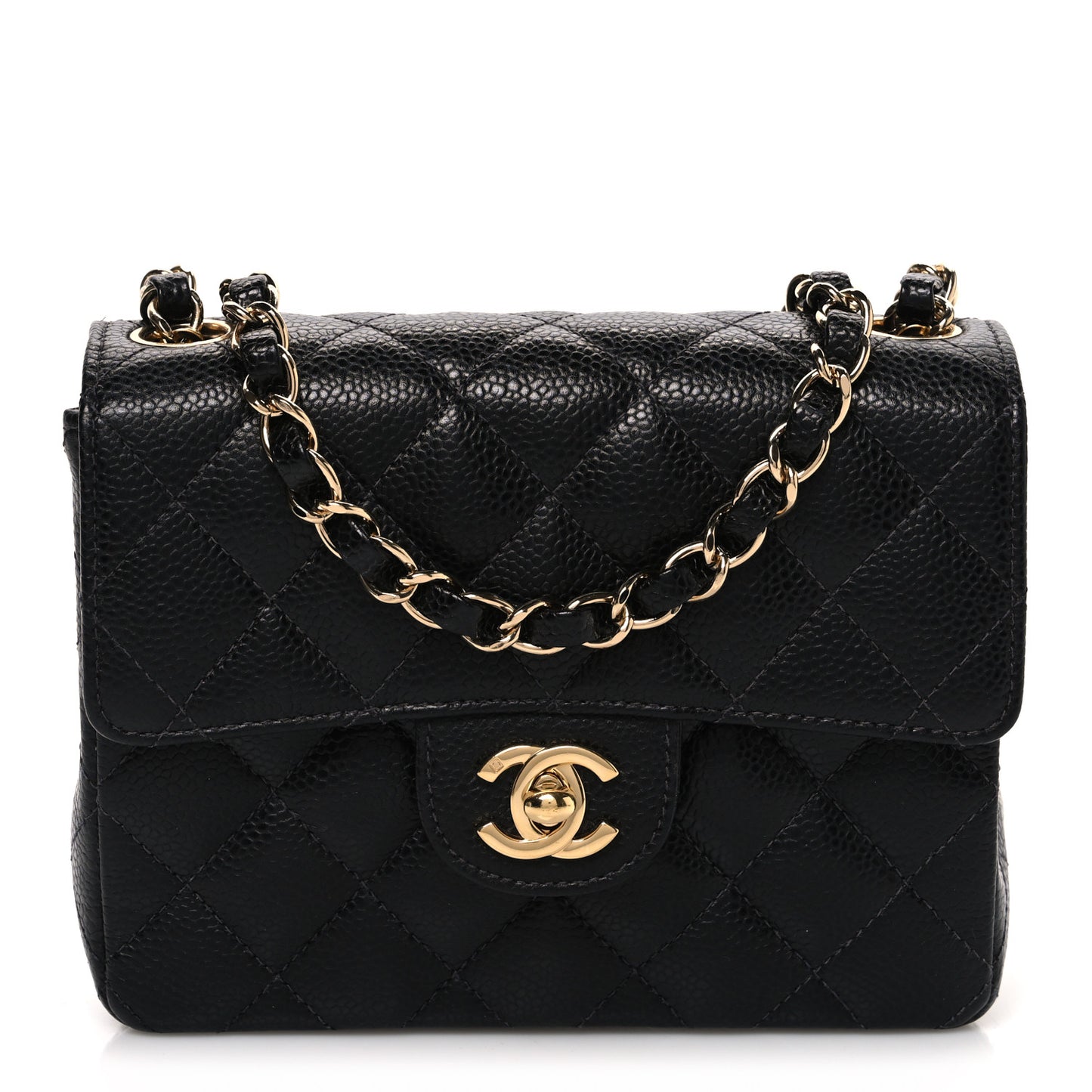 Caviar Quilted Mini Square Flap Black