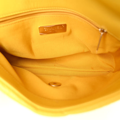 Chanel Shiny Goatskin Quilted Medium Chanel 19 Flap Yellow 5 of 10