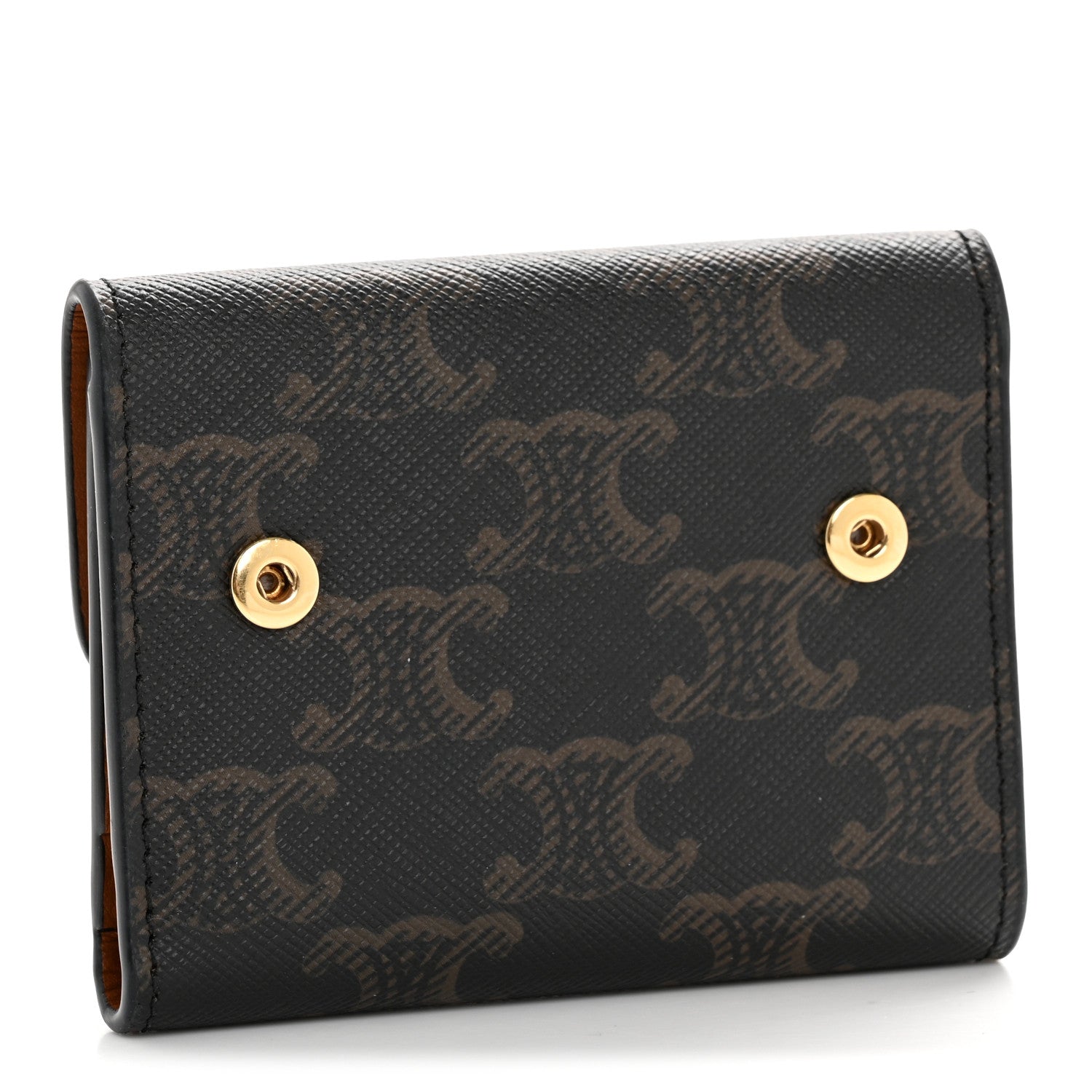 Celine Canvas Triomphe Compact Triomphe Wallet With Coin Purse Tan 4 of 11