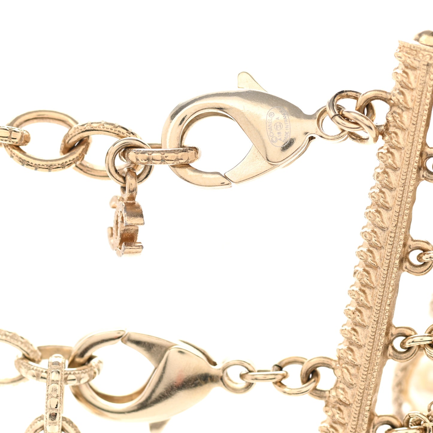 Pearl CC Chain Multi Strand Necklace Gold