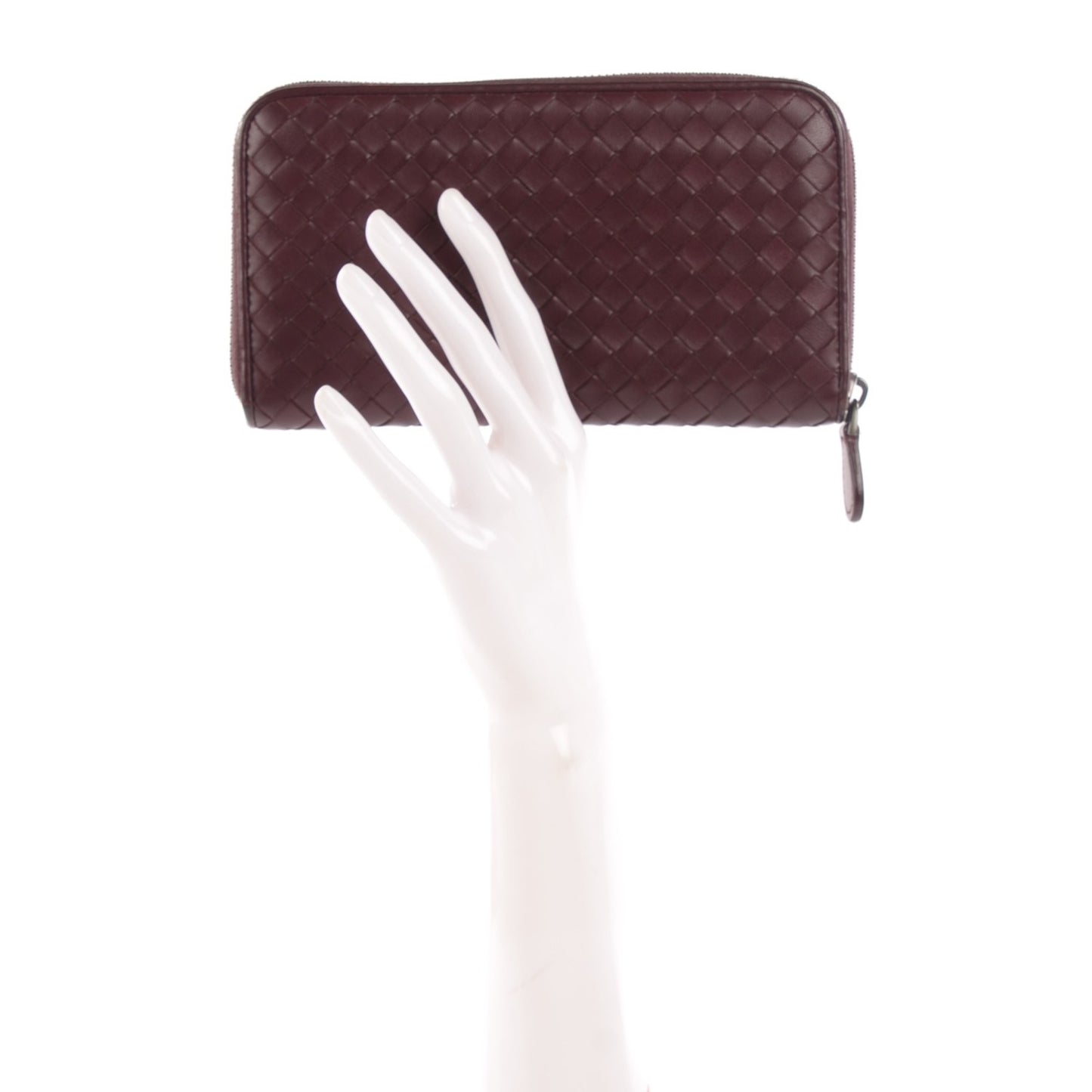 Nappa Intrecciato Zip Around Wallet Aubergine