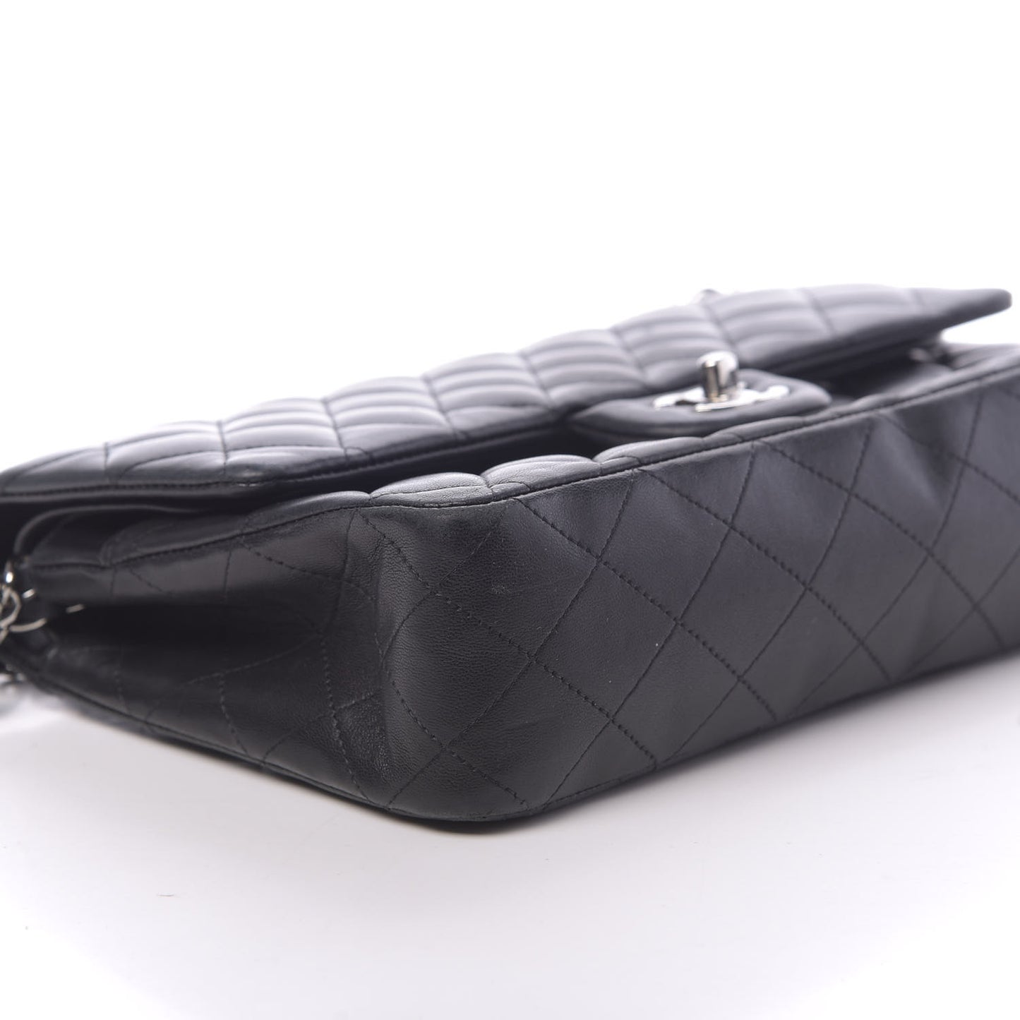 Lambskin Quilted Medium Double Flap Black