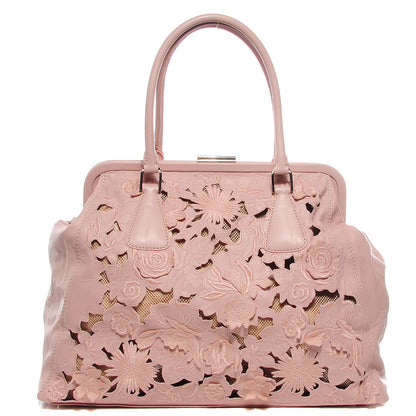 Valentino Garavani Lambskin Lace Girello Satchel Blush 1 of 8