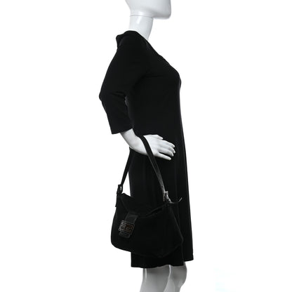 Fendi Suede Shoulder Bag Black 2 of 9
