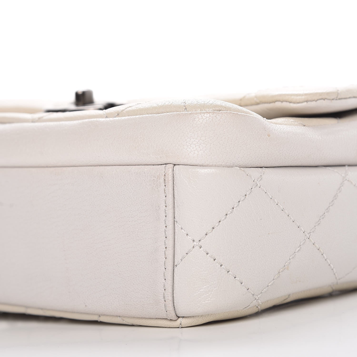 Chanel Shiny Goatskin Quilted Small Double Carry Waist Chain Flap White 12 of 15