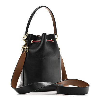 Fendi Vitello Grace F is Fendi Stamp Patch Perforated Small Mon Tresor Bucket Bag Black 3 of 9